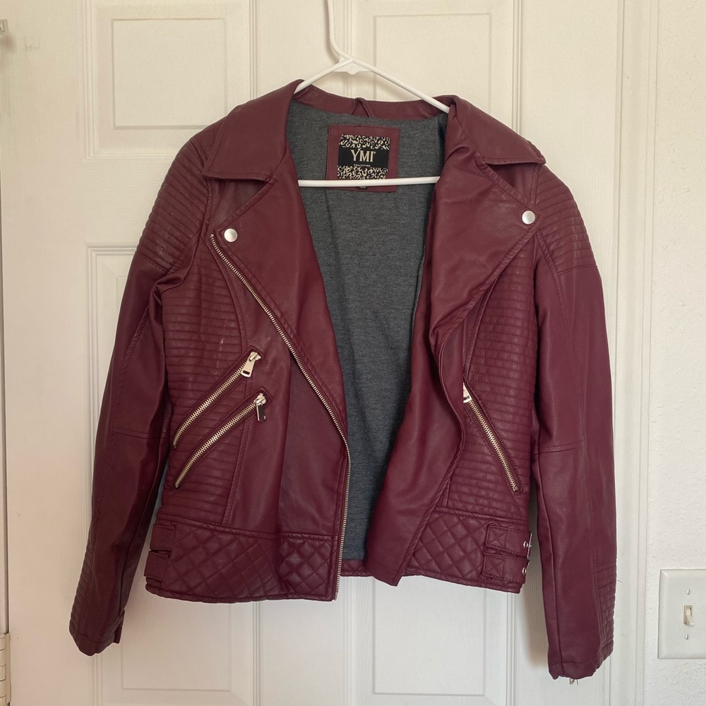 Maroon pleather jacket
